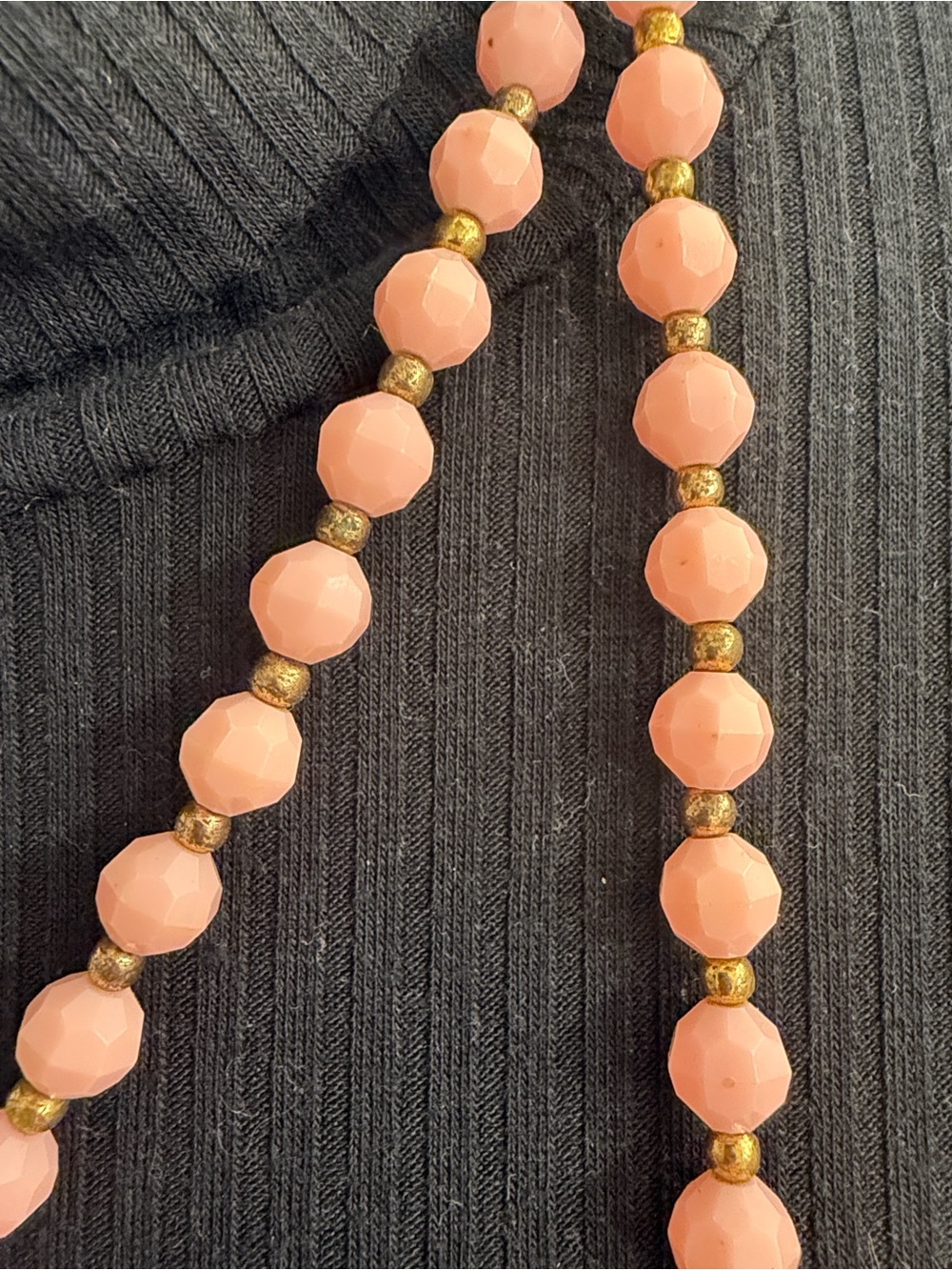 Vintage Pink Beaded Necklaces Set of 2 Long Layering Gold Tone - Picture 6 of 8